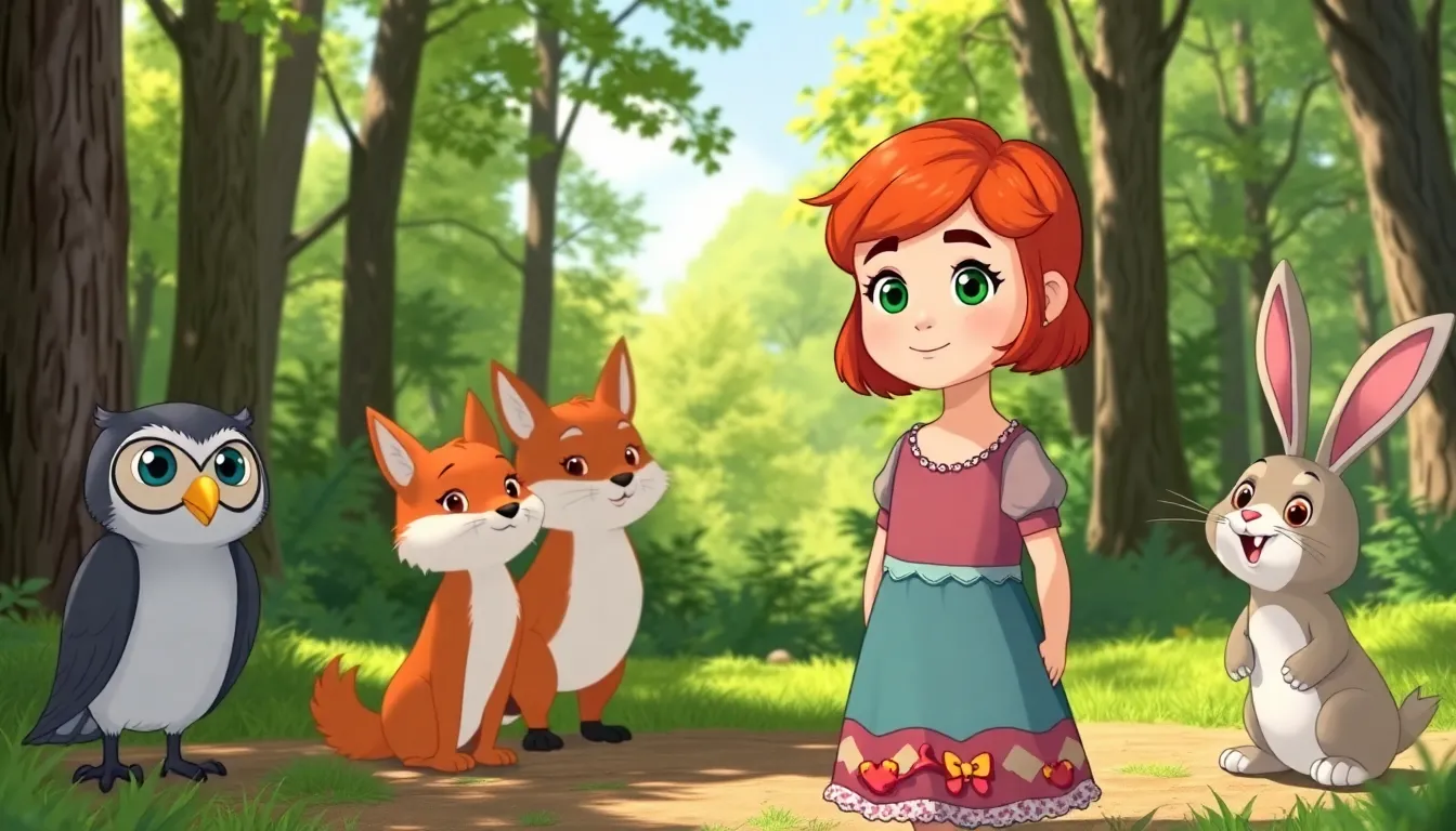 Clara et les animaux dans la forêt