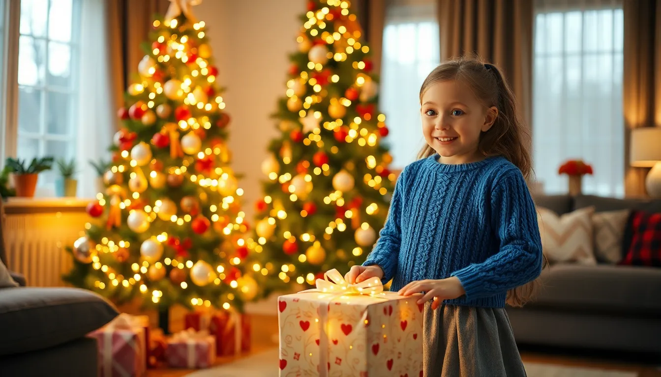 Nina devant le sapin de Noël