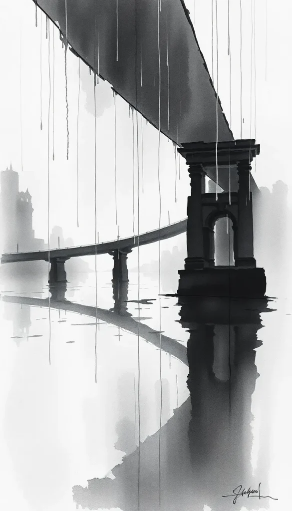 Amour impossible sous un pont sous la pluie