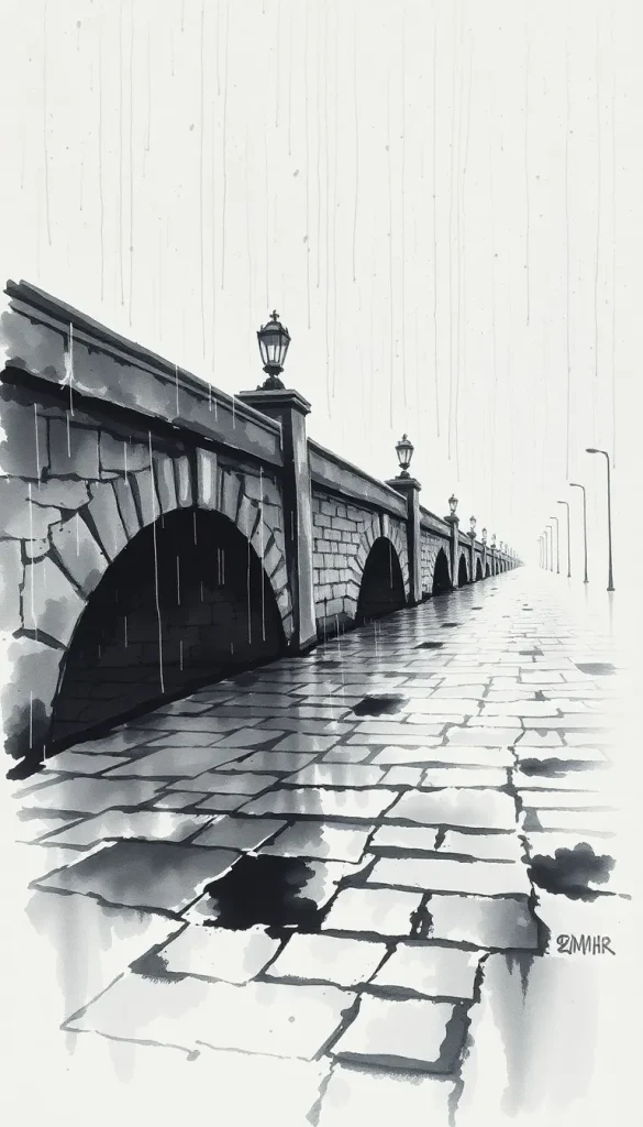 Guerre sous un pont sous la pluie