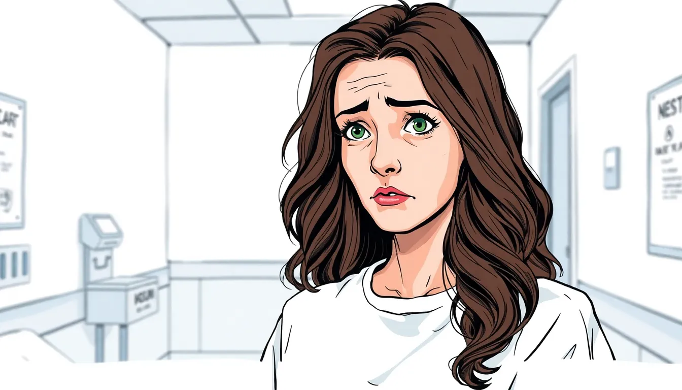 Illustration de Clara, se réveillant dans un hôpital.
