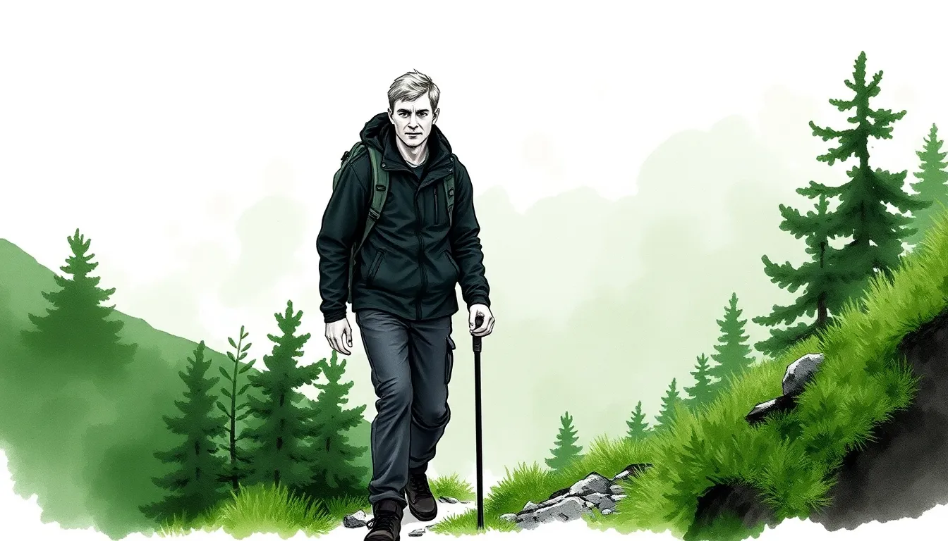 Illustration de la descente d'Antoine vers la vallée