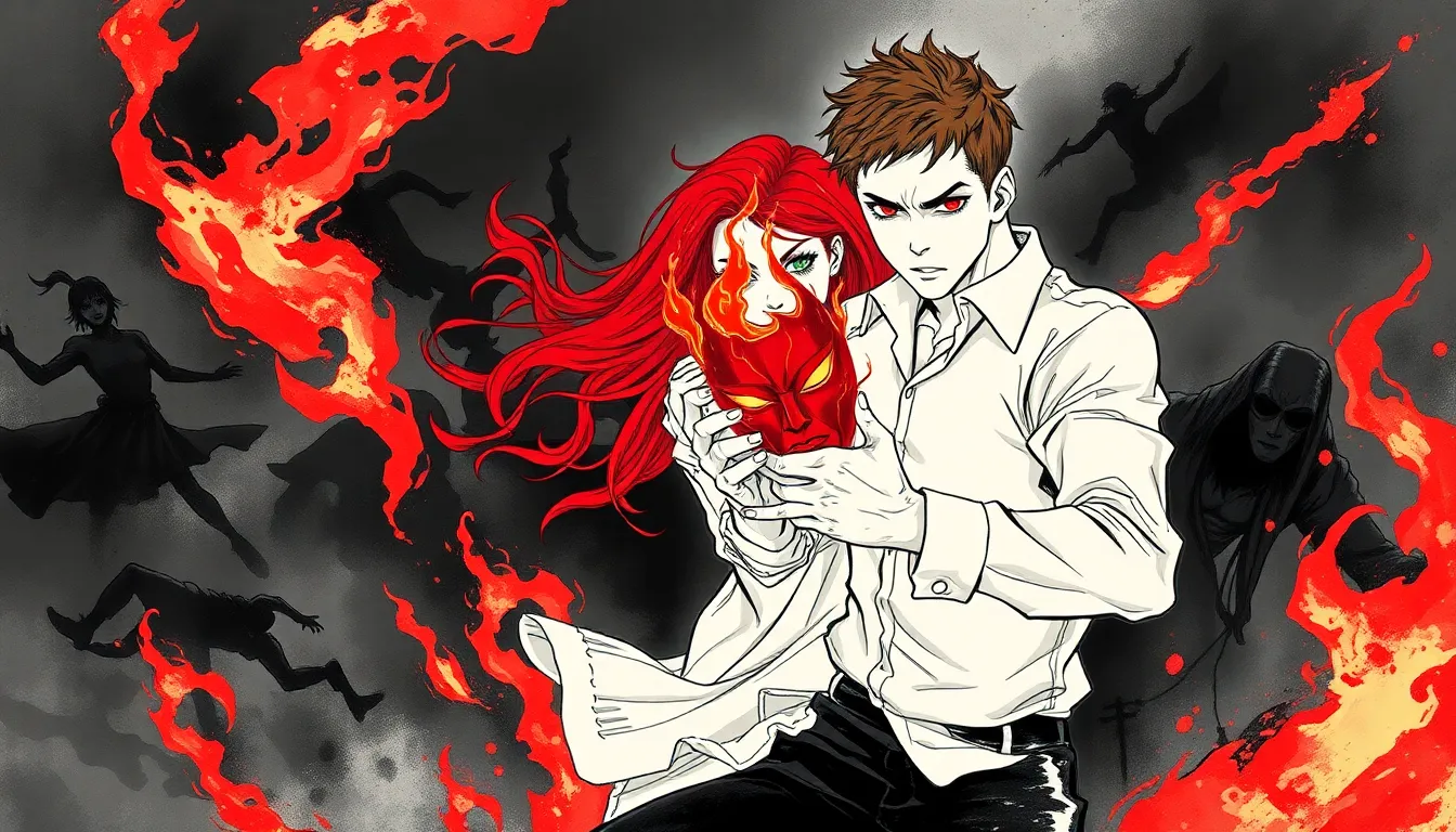 Illustration de la confrontation finale avec les forces du masque mystique