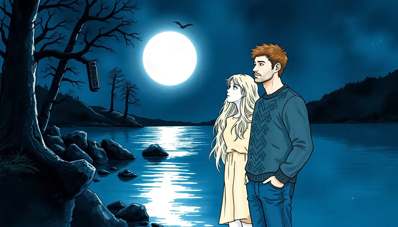 Le lac mystérieux sous la lune