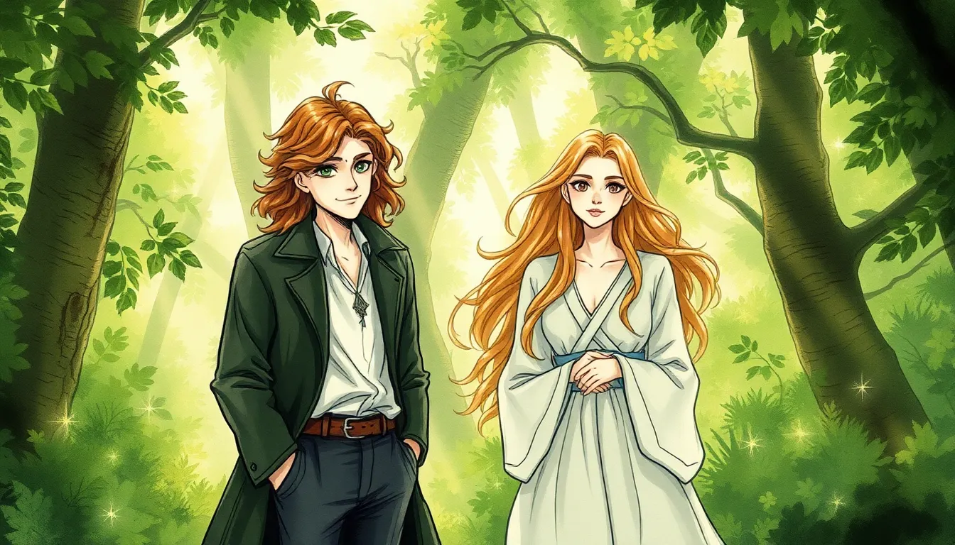Illustration d'Élias et Liora explorant un lieu mystique
