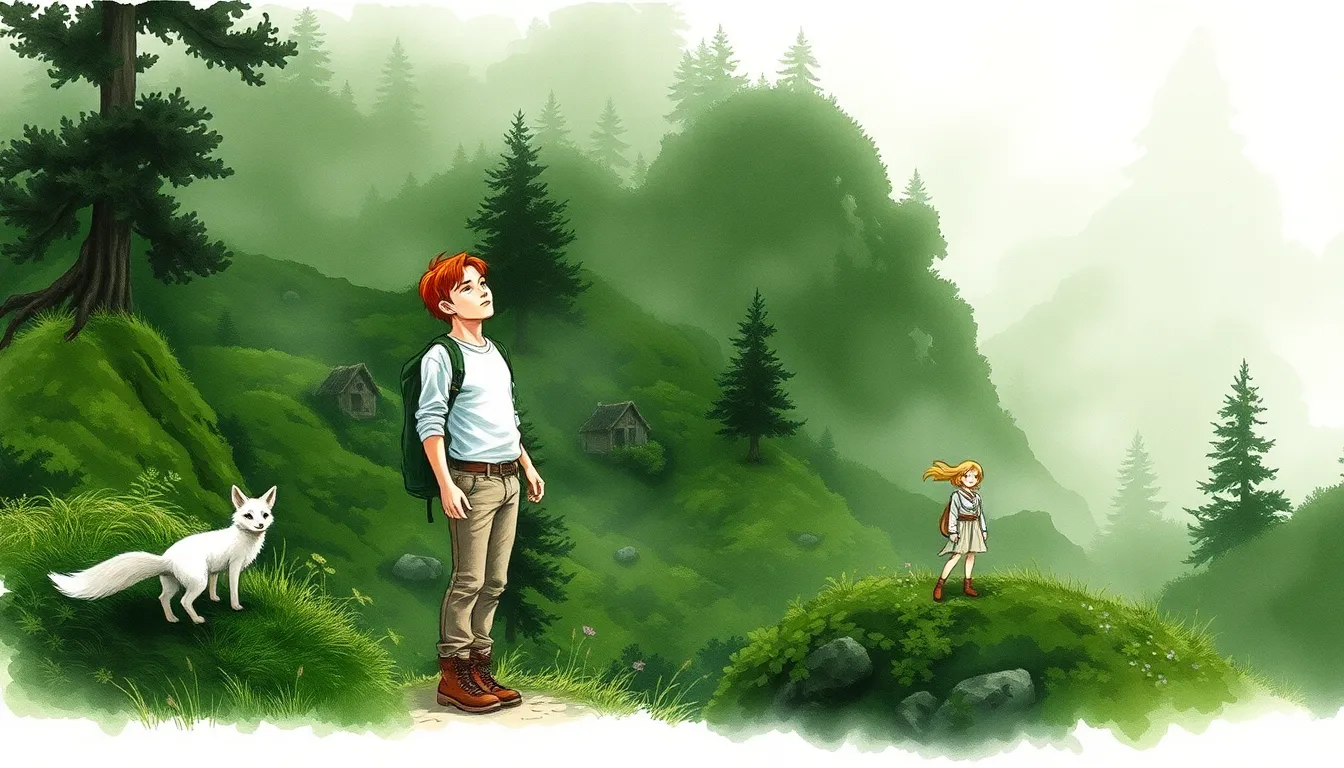 Adrien découvre une vallée secrète enveloppée de brume, entourée de nature luxuriante.