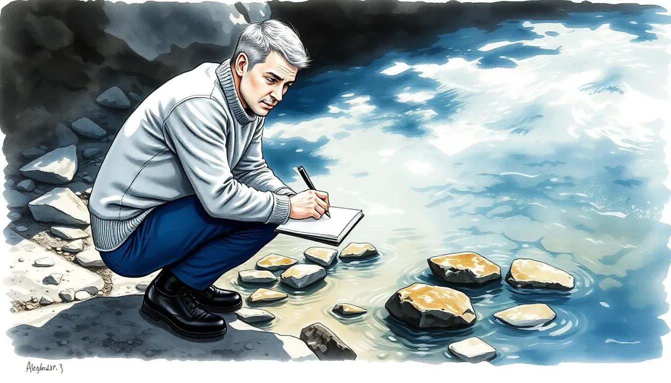Illustration d'Alexandre près du ruisseau limpide