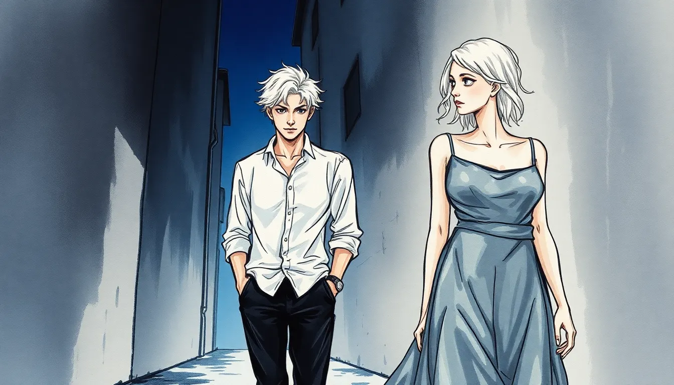 Illustration d'une ruelle urbaine nocturne avec des reflets et ombres fragiles