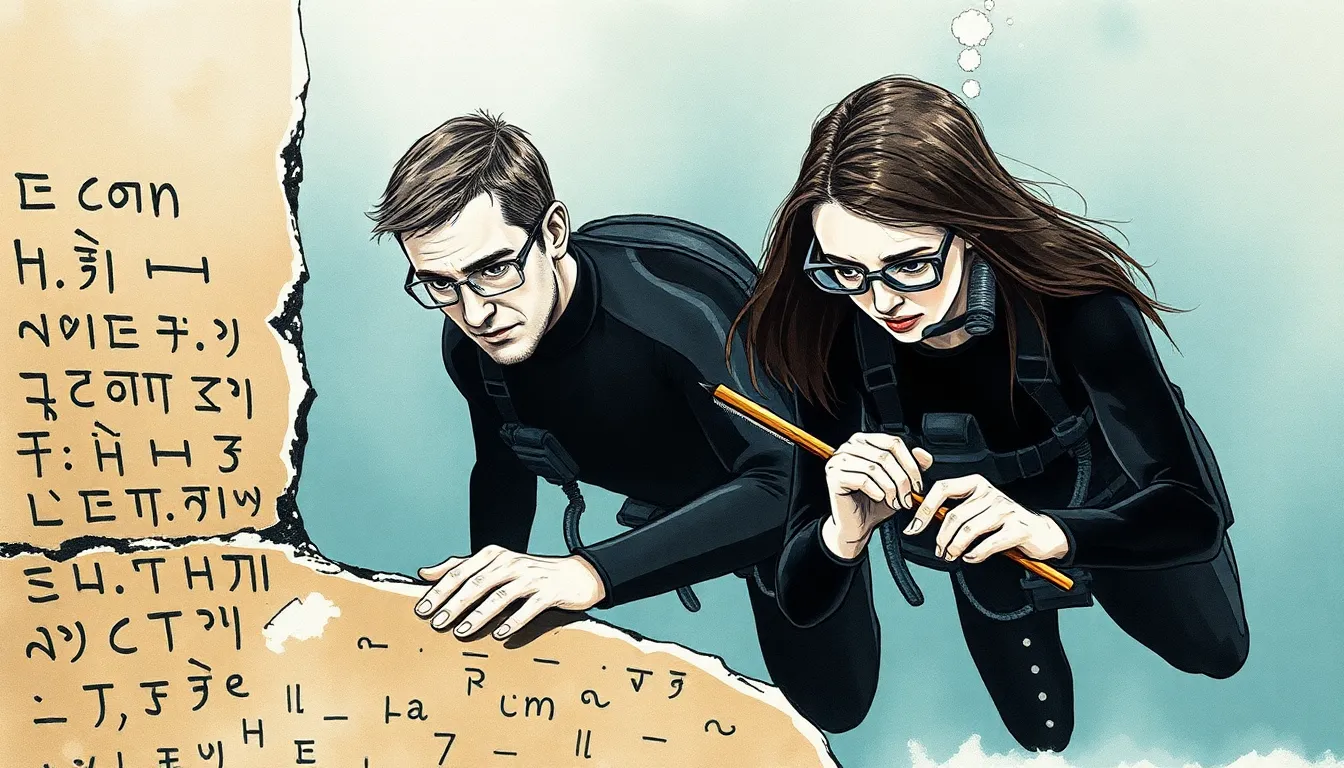 Illustration des inscriptions oubliées sur les murs des ruines englouties