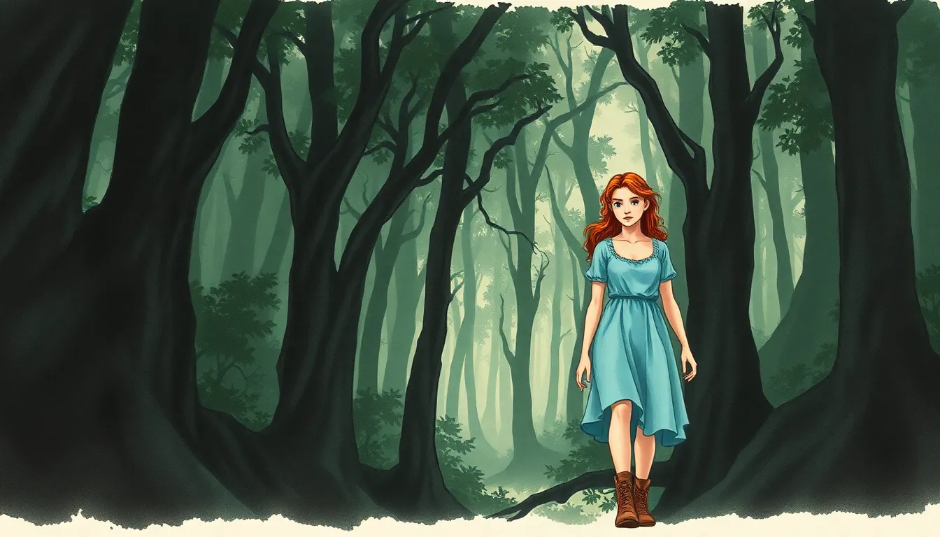 Élias et Lyra traversant la forêt des ombres anciennes