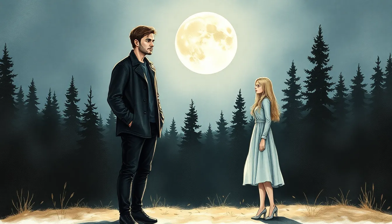 Antoine et Elise sous la pleine lune dans une forêt mystérieuse