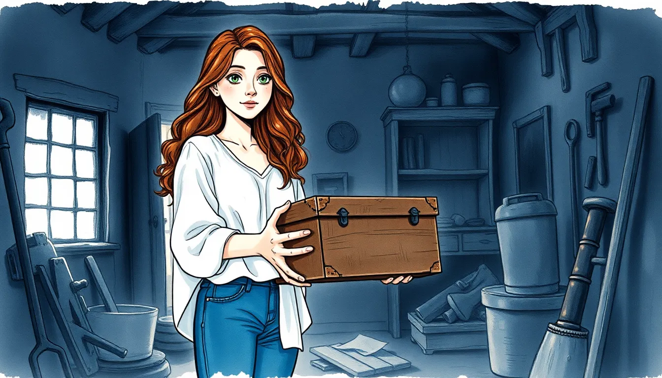 Julie découvre un coffret ancien dans une maison ancienne en rénovation