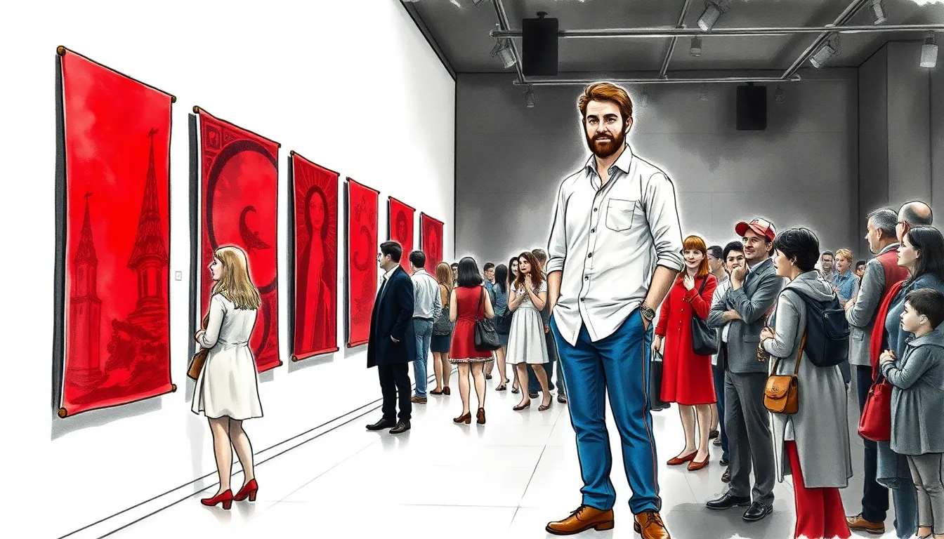 Illustration des tapisseries magiques d'Elian dans une galerie locale