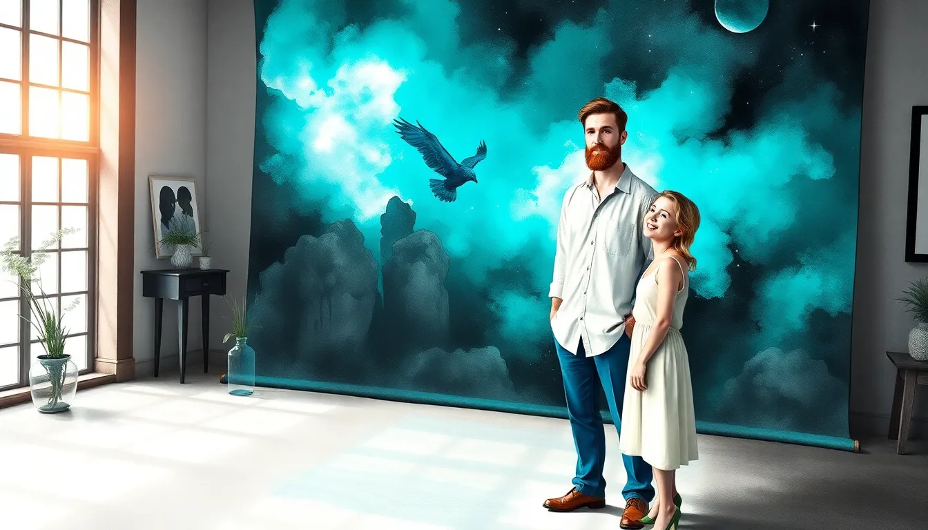Illustration d'Elian et Claire devant une tapisserie lumineuse symbolisant rêves et espoir