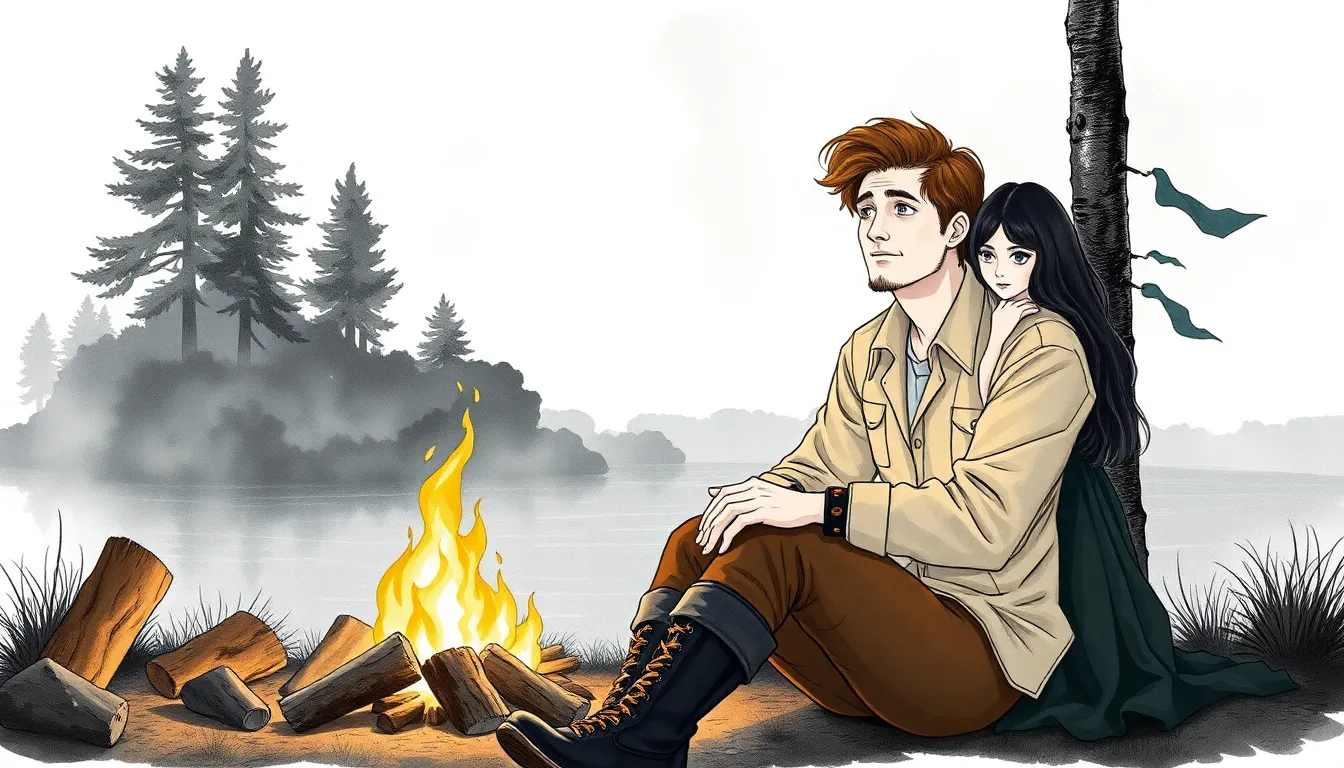 Antoine et Elise au bord de la rivière sous un ciel étoilé