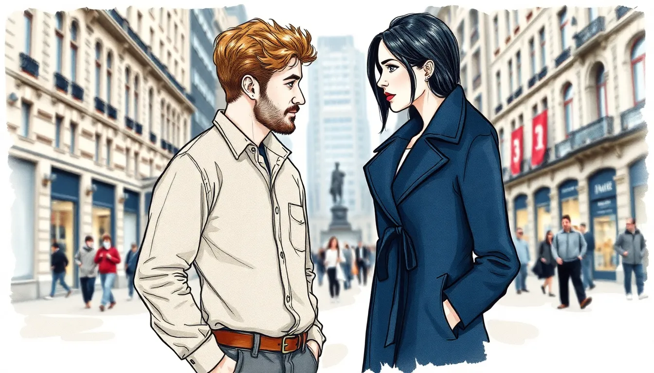 Le Voyageur du Cœur : Un périple vers l'amour véritable 5 Alexandre et Éléonore face à face dans une ville animée