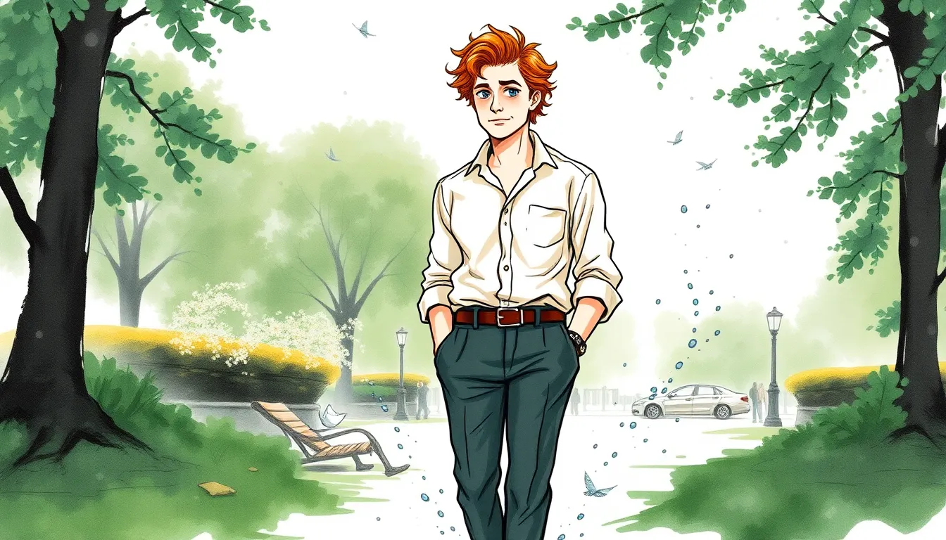 Louis entouré d'éléments naturels dans un parc