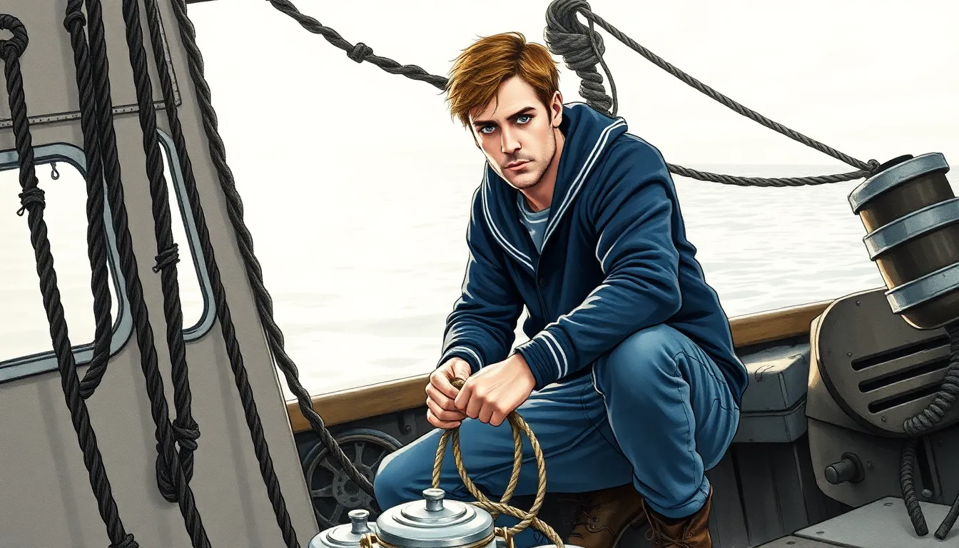 Illustration des préparations d'Adrien sur son bateau au petit matin