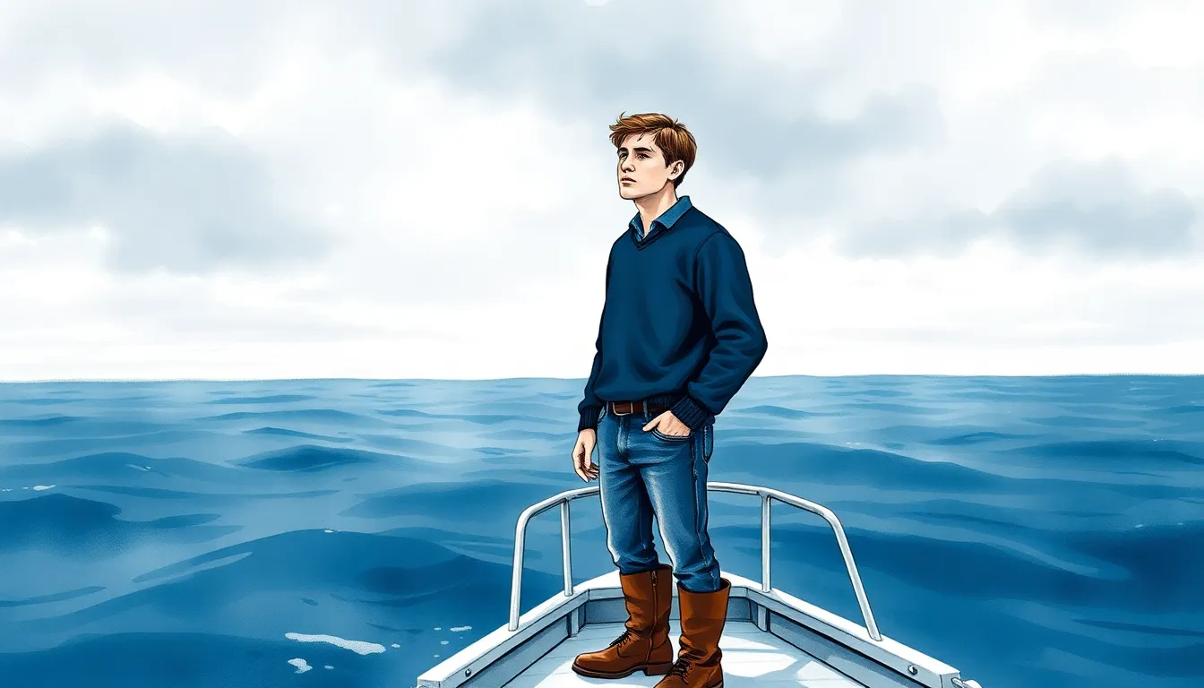 Adrien écoutant le chant des baleines en pleine mer
