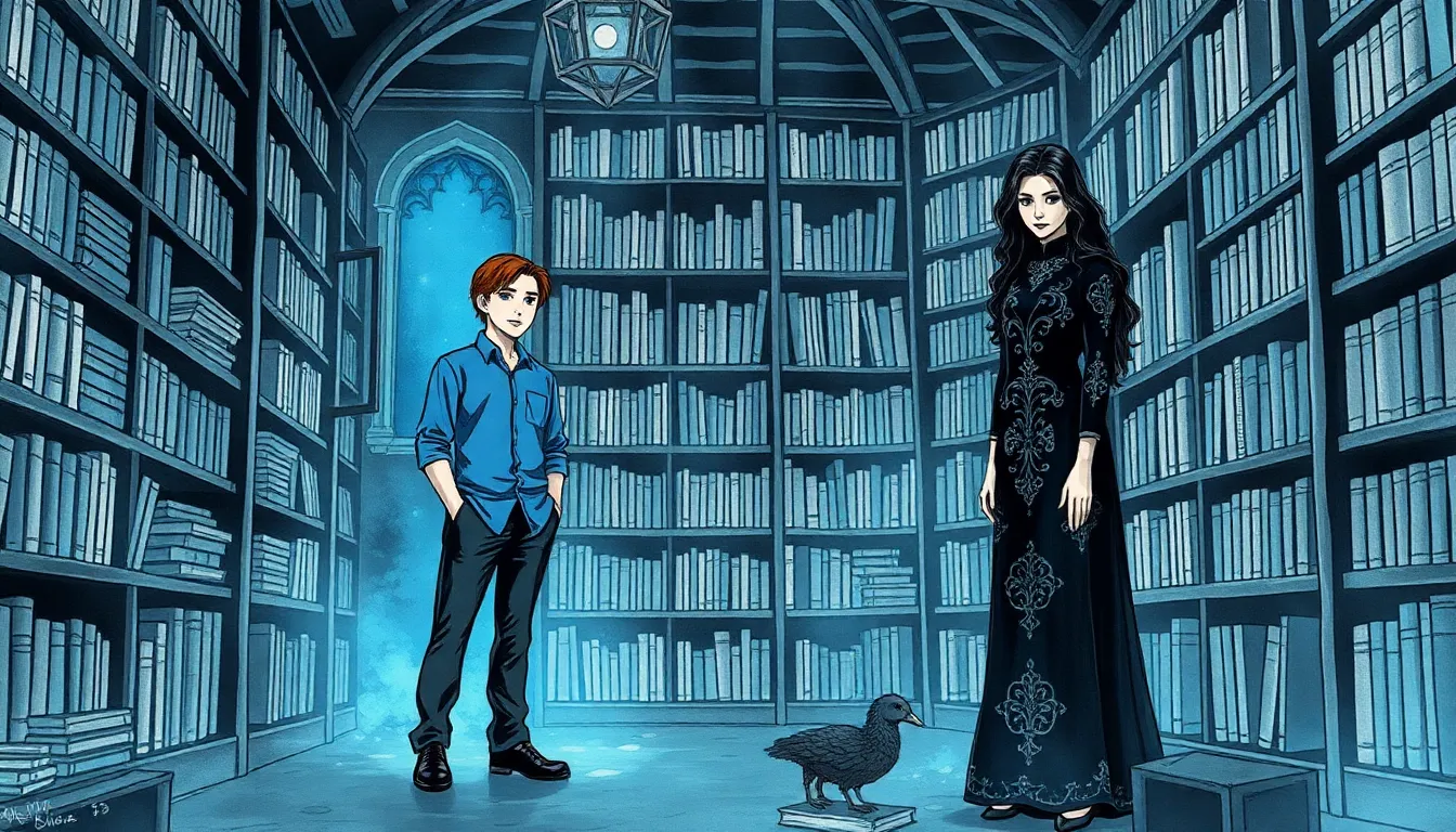 Illustration de La découverte mystérieuse de la bibliothèque magique