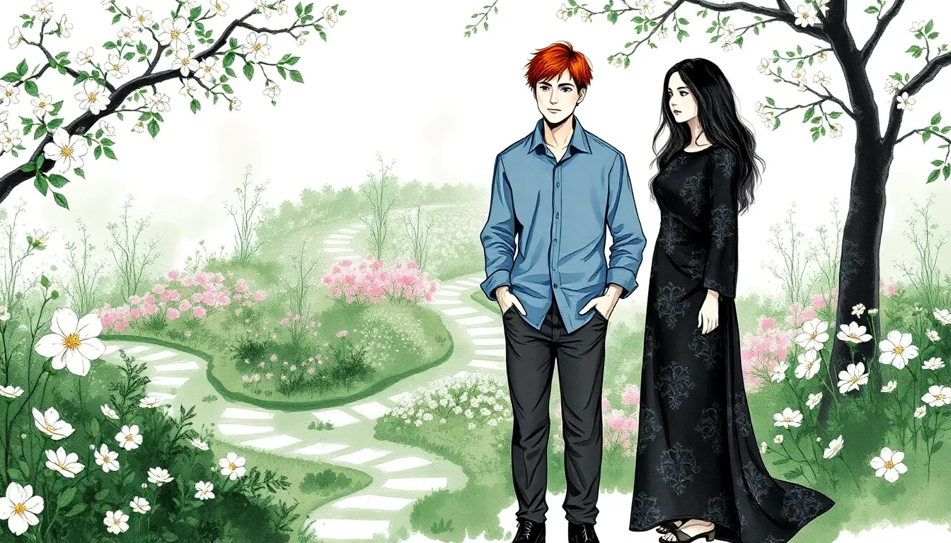 Illustration du Jardin des Illusions, un jardin onirique luxuriant et coloré