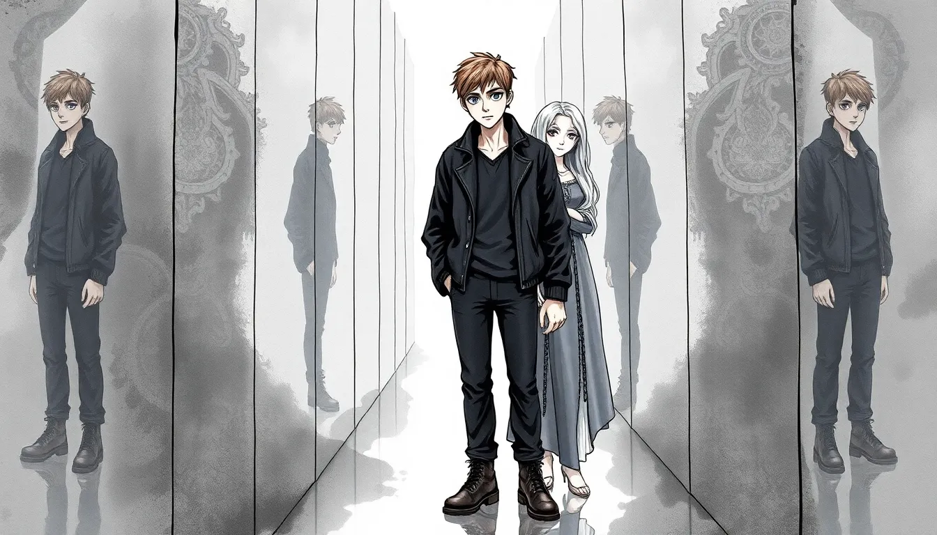 Illustration des mondes miroirs avec Élias et Lyra