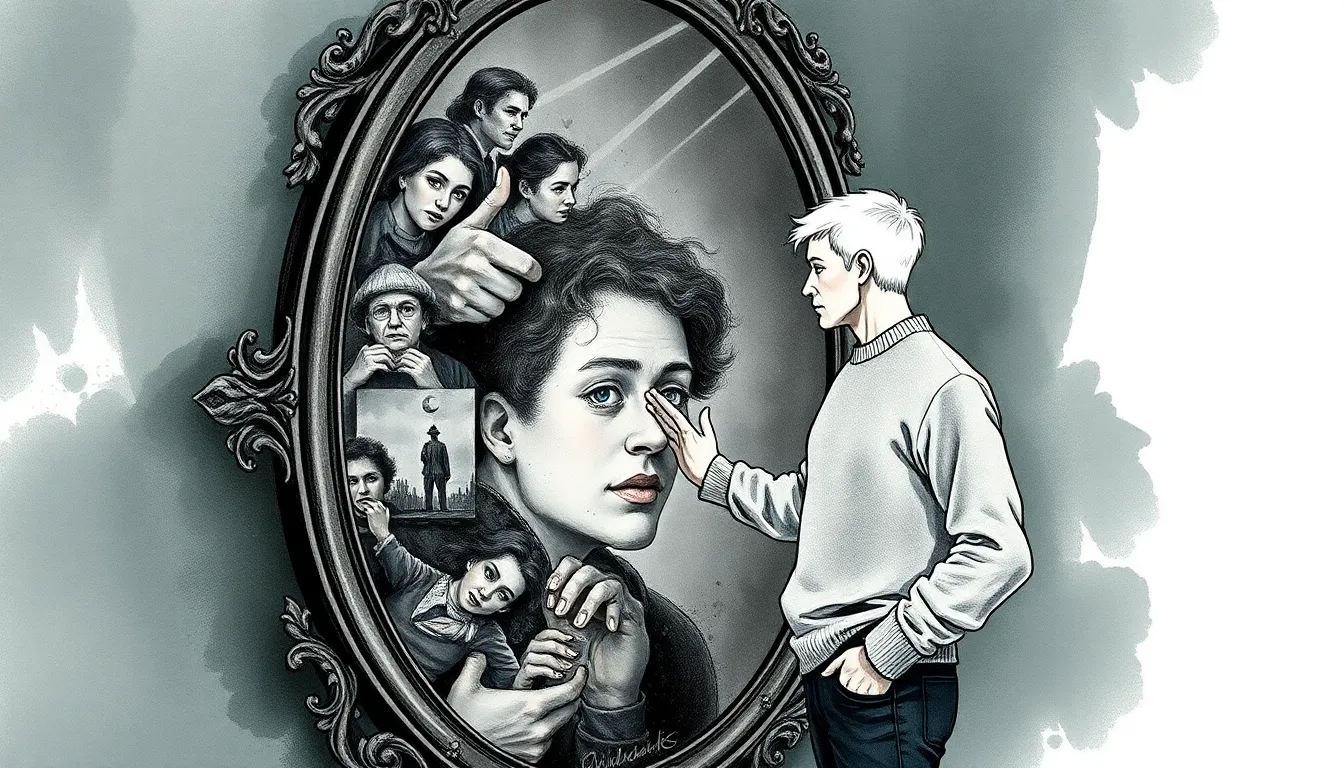 Julien explorant ses vies passées à travers le miroir magique