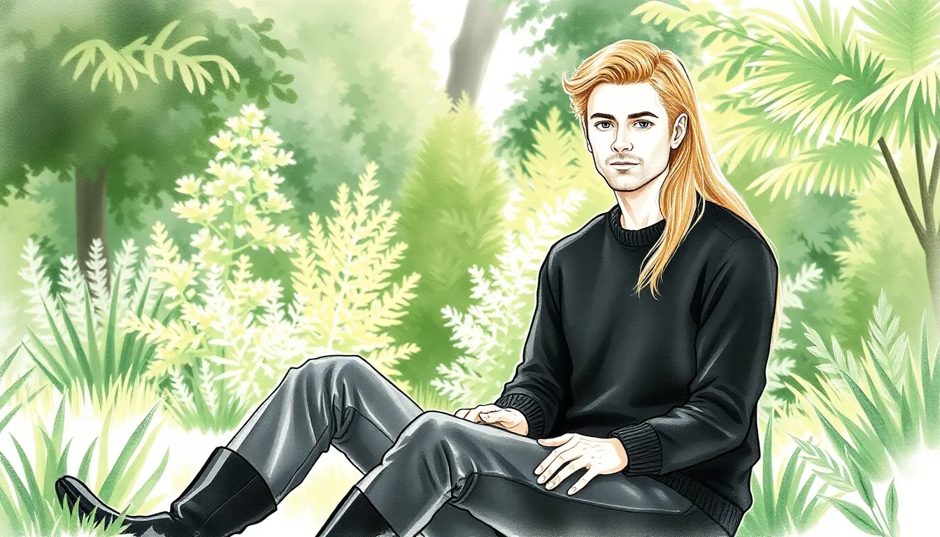 Illustration d'Alexandre et Elise dans un jardin paisible