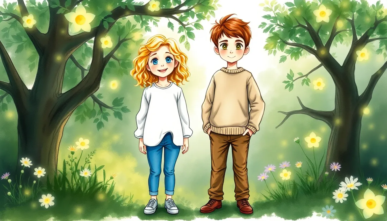 Jardin enchanté d'enfance avec Éloïse et Léon
