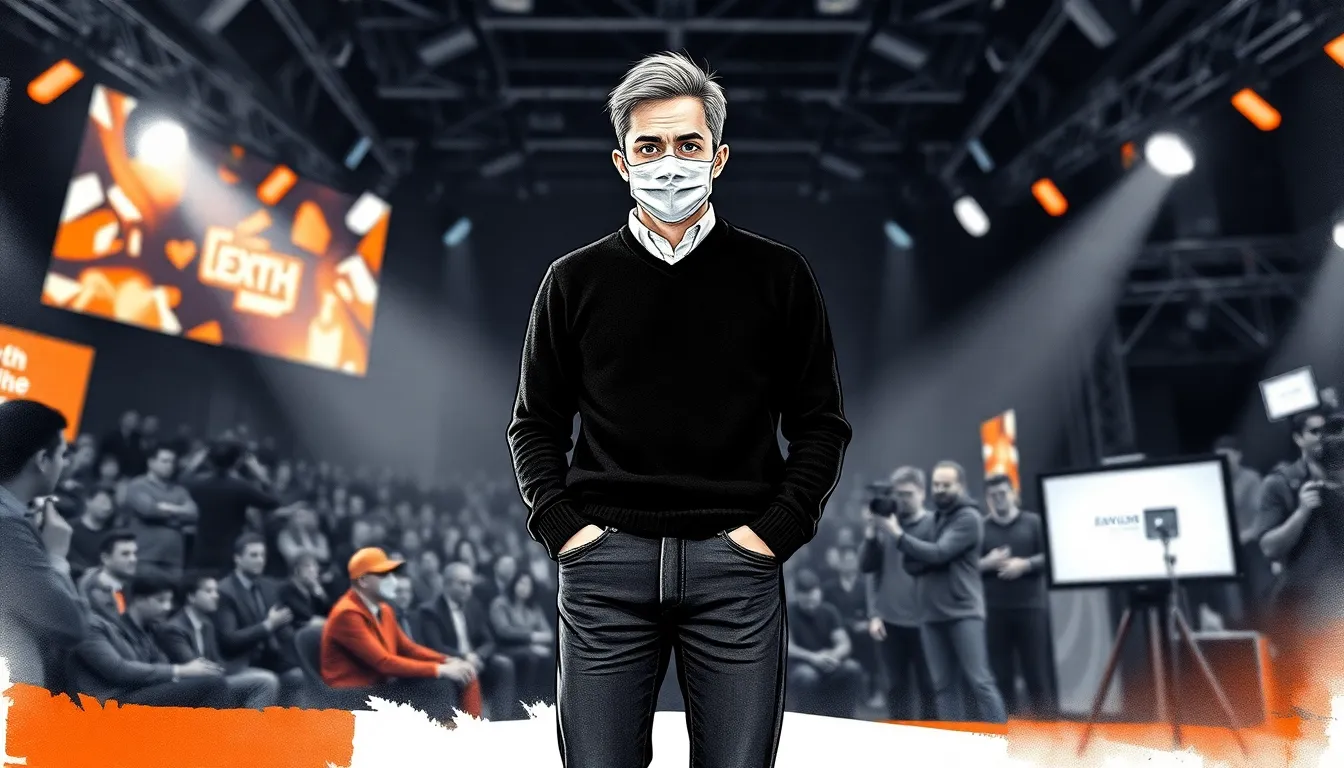 Antoine portant le masque lors d'une émission télévisée en direct
