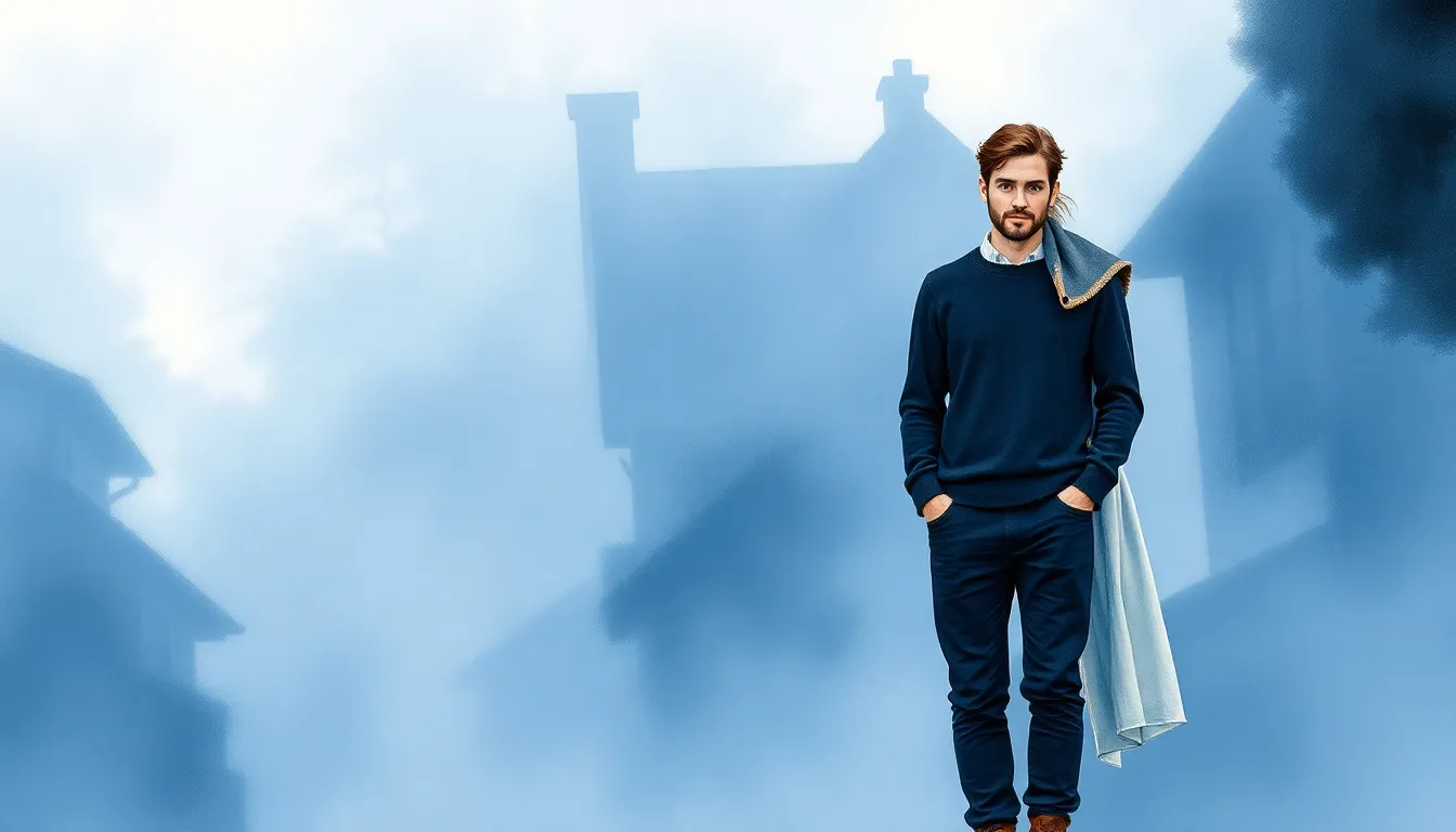 Illustration de Un village enveloppé par un brouillard épais