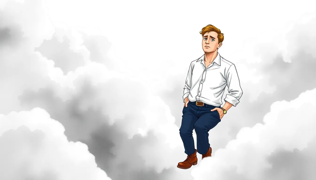 Thomas s'élevant à travers les nuages mystérieux