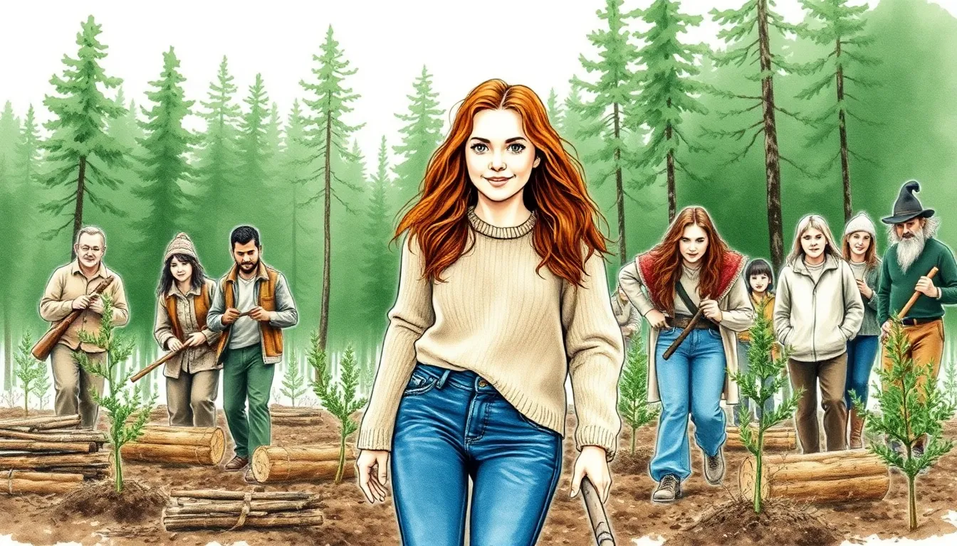 Élodie et les villageois mobilisés dans la forêt