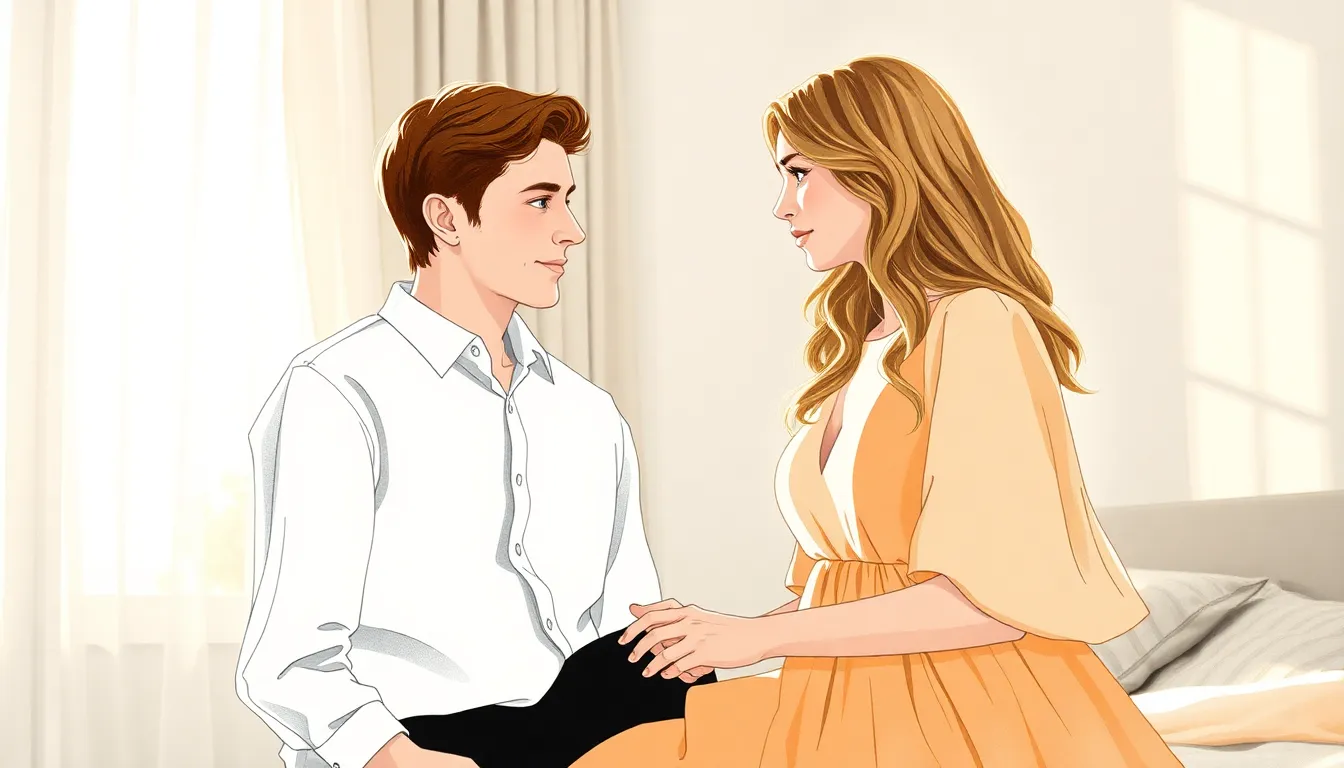 Alexandre et Claire partagent un dernier regard au petit matin, dans une chambre baignée de lumière douce