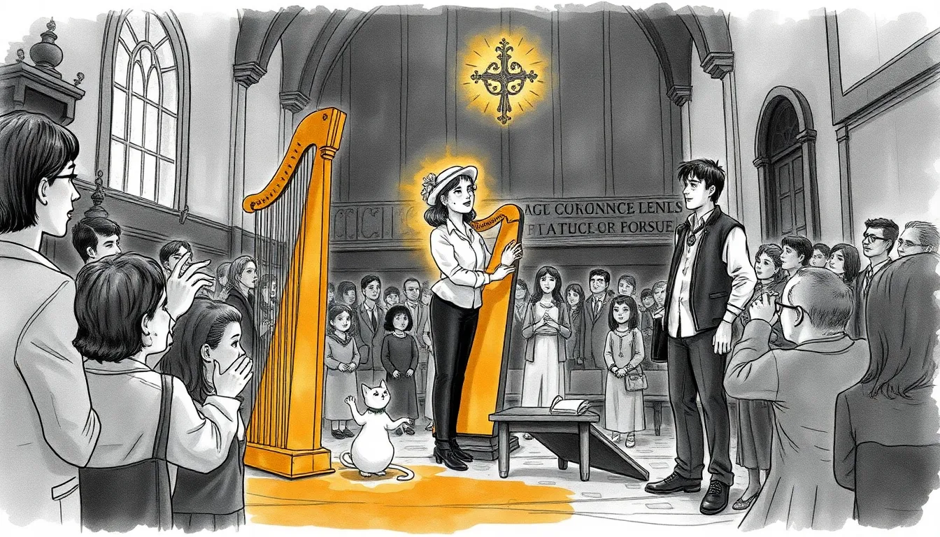 Illustration de la démonstration publique d'Aude dans la salle municipale