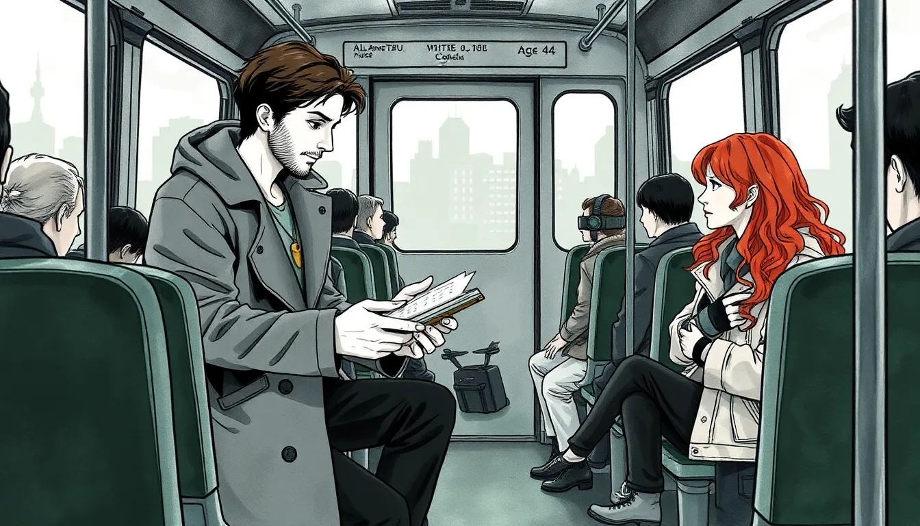 Illustration du recrutement dans le tram, échanges discrets de livres et de messages