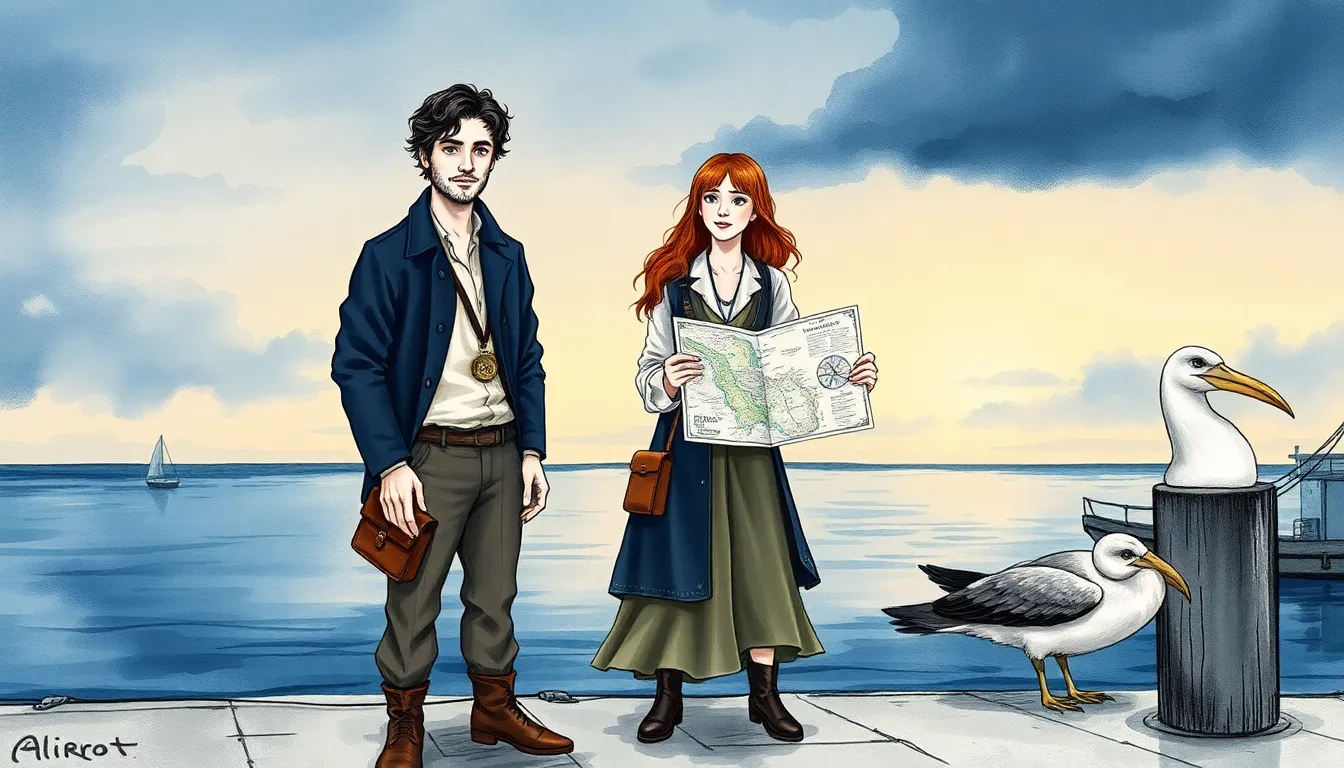 Illustration du retour d'Elias au port au crépuscule