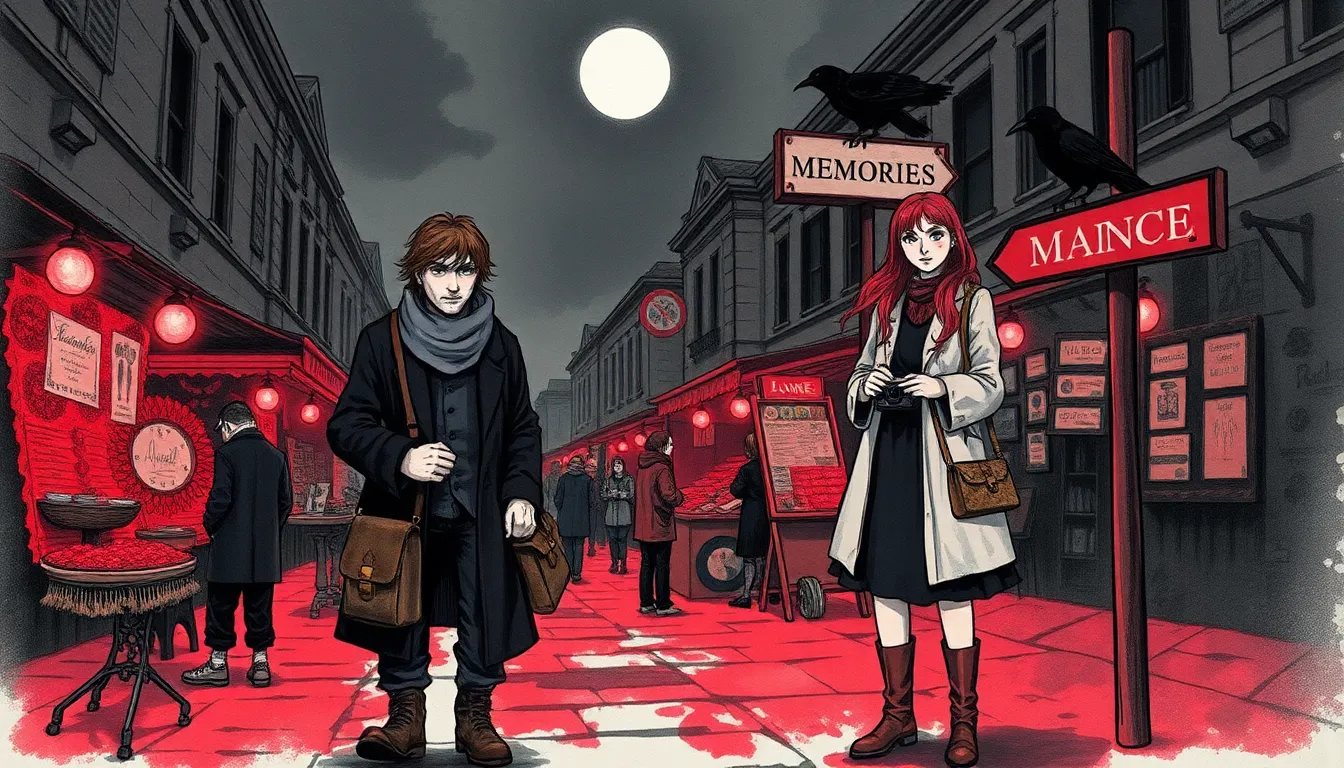Illustration du marché nocturne des êtres entre deux mondes