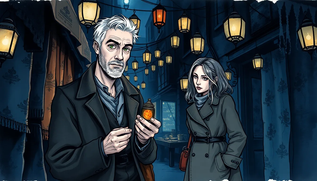 Illustration du marché nocturne des souhaits