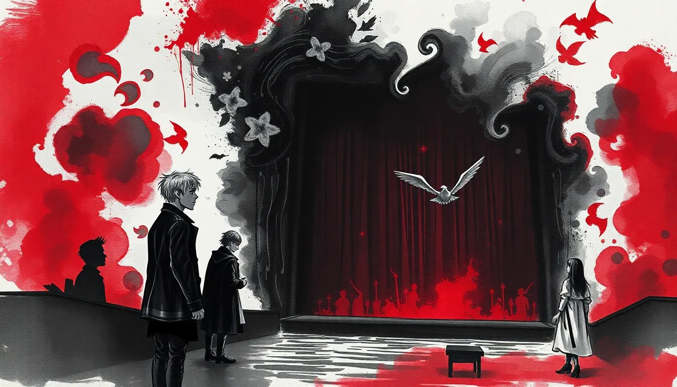 Illustration des silhouettes oniriques dans un théâtre ancien