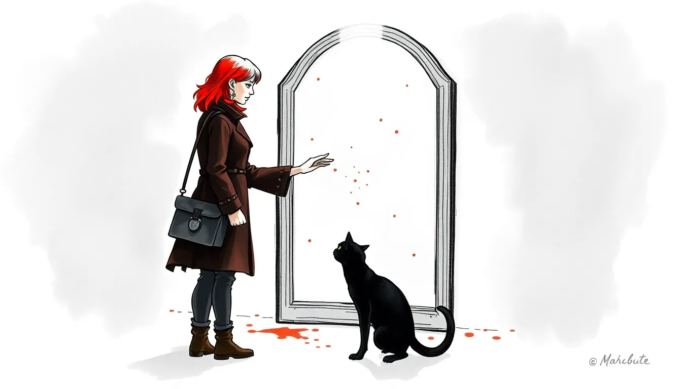 Illustration du rituel décisif devant le miroir