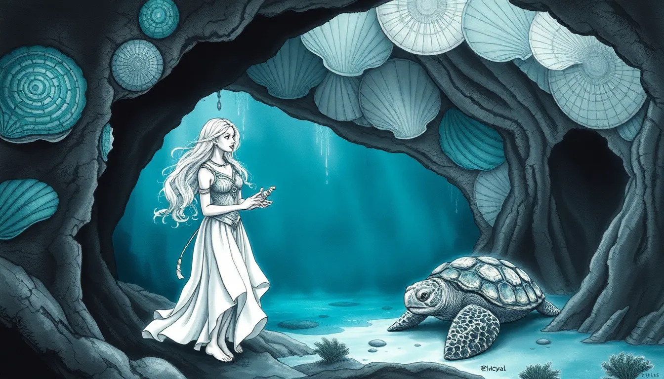 Illustration des grottes des Anciens où Thalia enseigne le Chant premier à Aelys