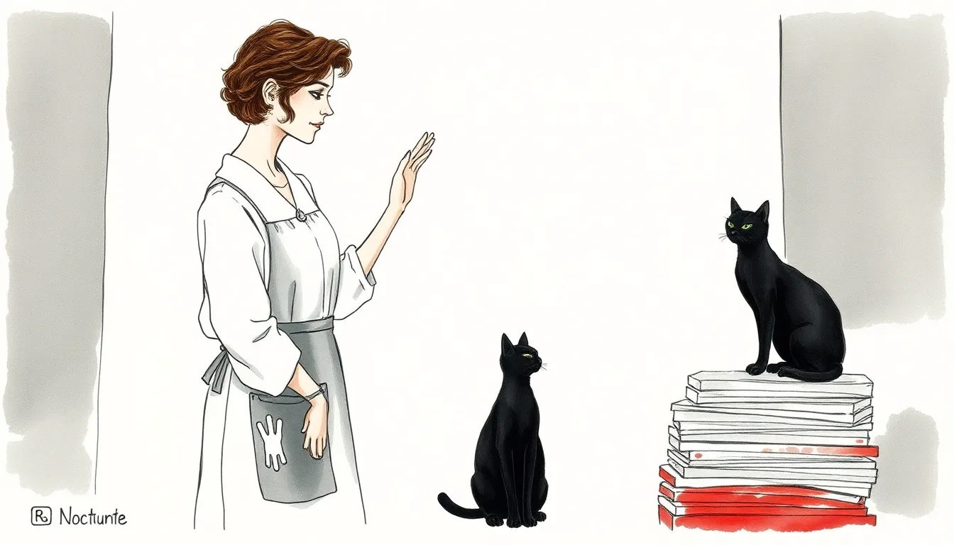 Illustration de Claire touchant le visage d'Elise dans son atelier