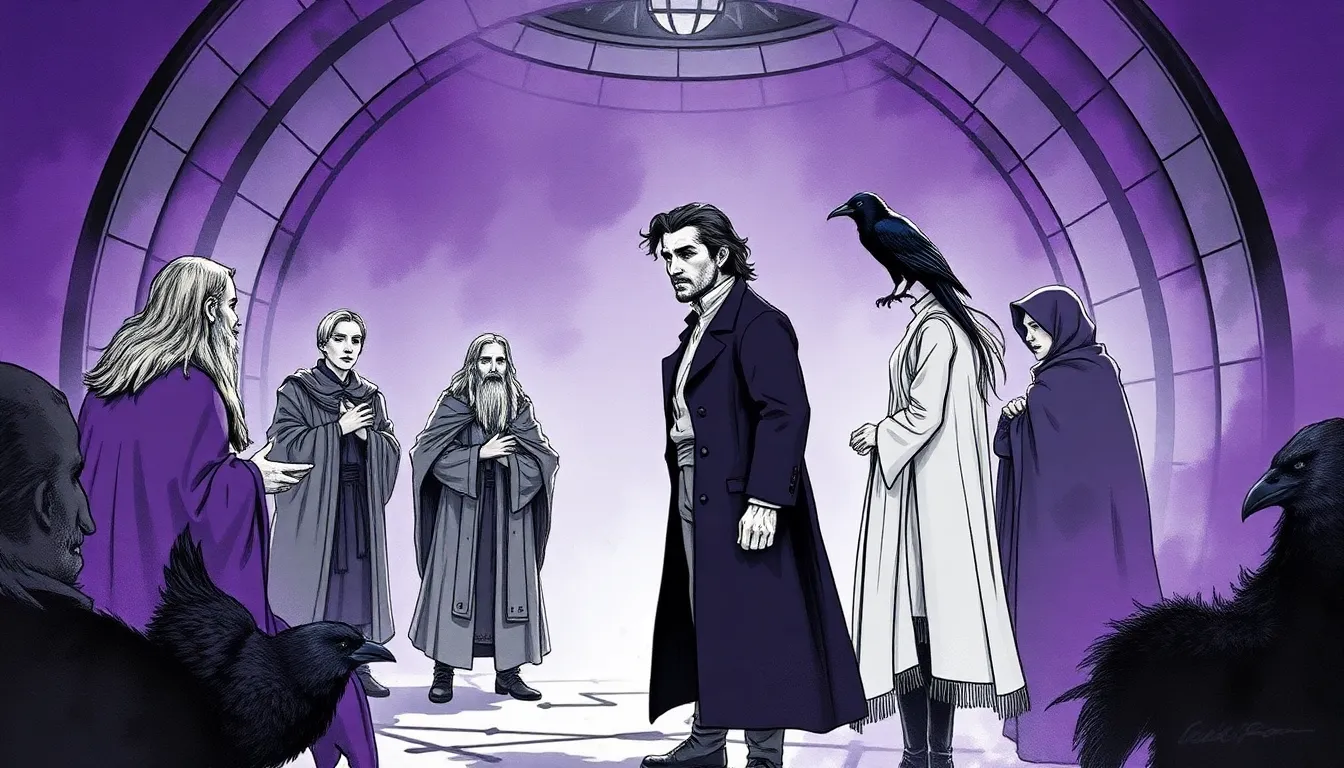 Illustration de la rencontre décisive entre Alexandre et la confrérie